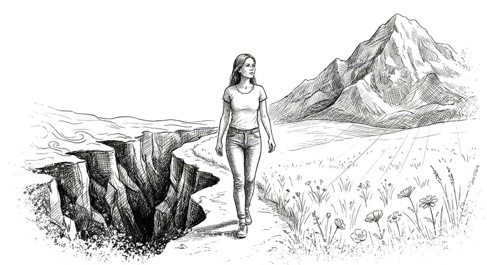 Der Aufbruch - Junge Frau geht am Abgrund